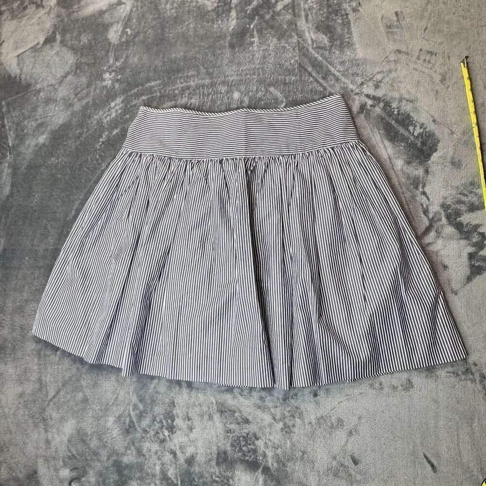 Gap Sz 12 100% Cotton Blue White Striped Skirt Nautical Full Blue A-Line Lined